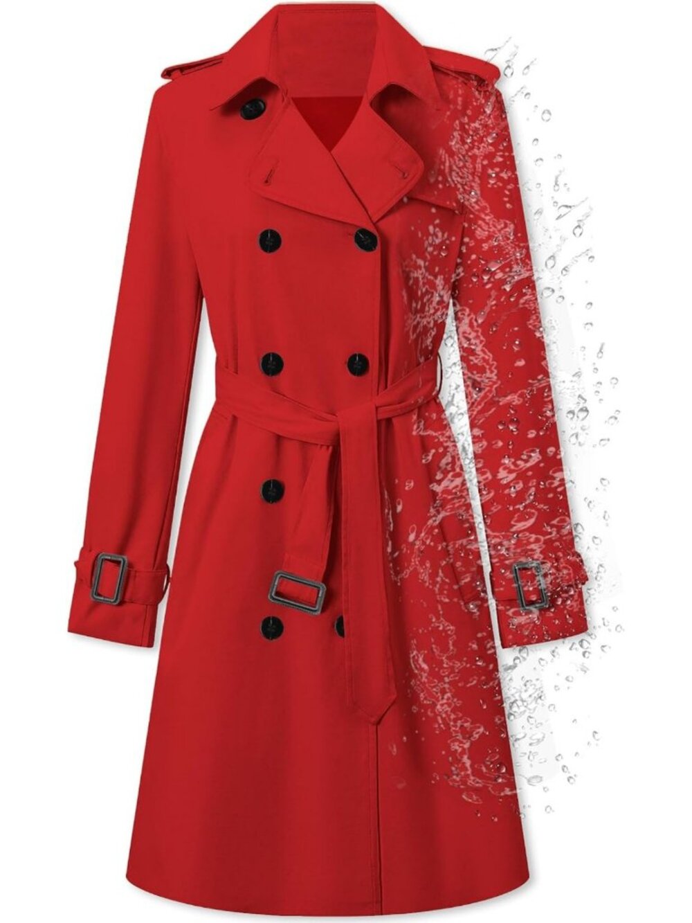 Chic Women's Double Breasted Water-Resistant Belted Trench Coat - Stylish